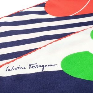 VTG Salvatore Ferragamo Italian Flag Silk Scarf